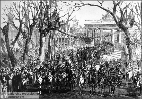 German-Danish War: Prussian Troops March through the Brandenburg Gate (1864)